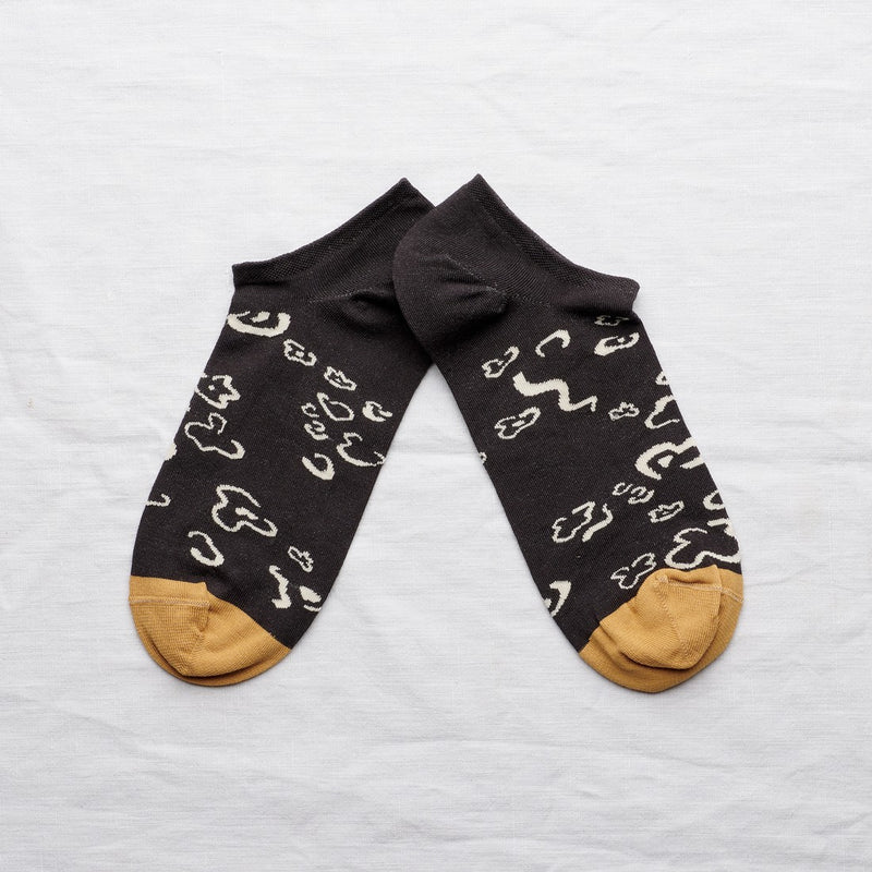 Two-Tone Ankle Socks Faux Black
