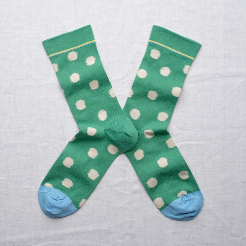 Ming Green Polka Dot Socks