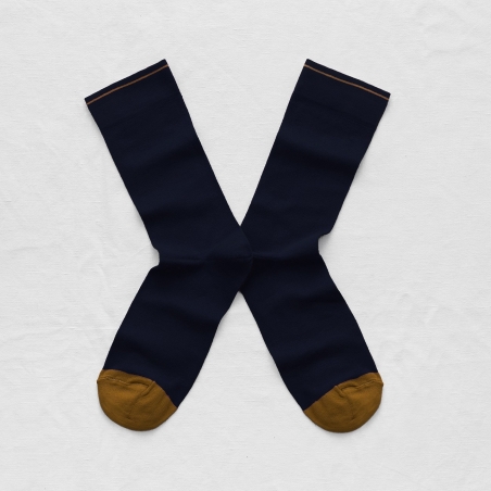 chaussettes - bonne maison -  uni nuit - bleu - femme - homme - mixte