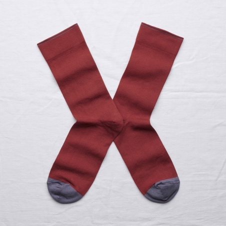 socks - bonne maison -  Plain - Crimson - women - men - mixed