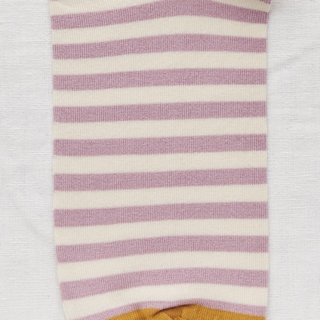 chaussettes - bonne maison -  Rayure - Bois de rose - femme - homme - mixte