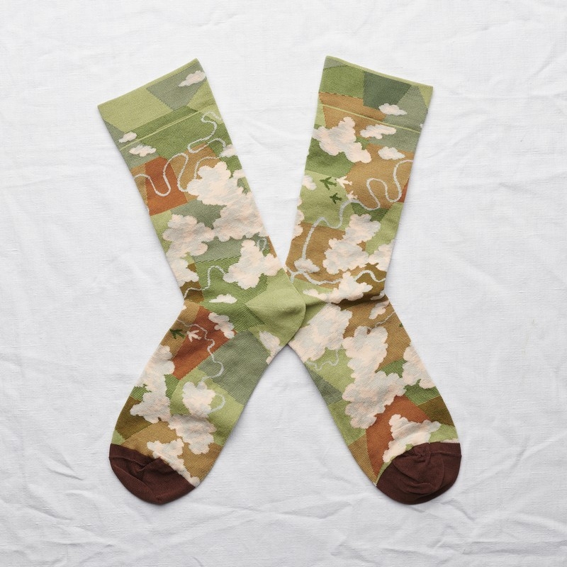 socks - bonne maison -  Cloud - Moss - women - men - mixed