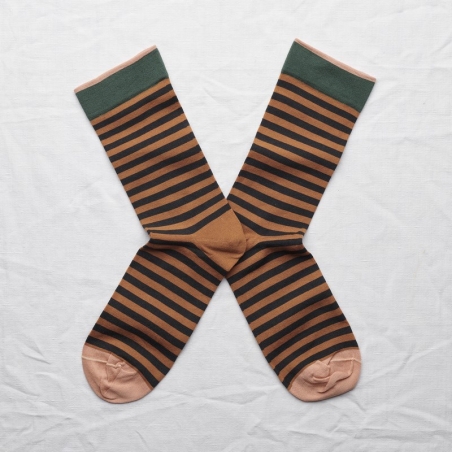 socks - bonne maison -  Stripe - Caramel - women - men - mixed