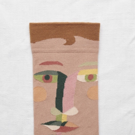 socks - bonne maison - Face - Chestnut - women - men - mixed socks - bonne maison - Face - Chestnut - women - men - mixed