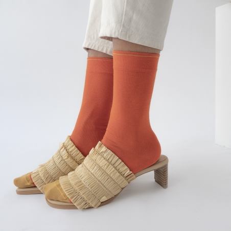 socks - bonne maison -  Plain - Orange - women - men - mixed