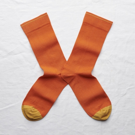 socks - bonne maison -  Plain - Orange - women - men - mixed
