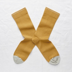 socks - bonne maison -  Plain - Ochre - women - men - mixed