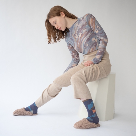 chaussettes - bonne maison - Visage - Nocturne - femme - homme - mixte chaussettes - bonne maison - Visage - Nocturne - femme - homme - mixte