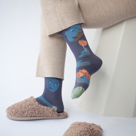chaussettes - bonne maison - Visage - Nocturne - femme - homme - mixte chaussettes - bonne maison - Visage - Nocturne - femme - homme - mixte