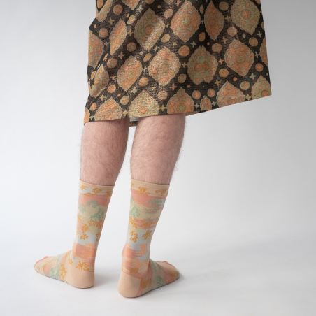 chaussettes - bonne maison - Dominoté - Sable - femme - homme - mixte chaussettes - bonne maison - Dominoté - Sable - femme - homme - mixte