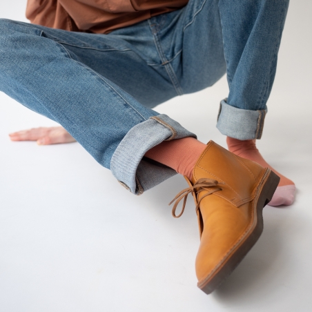 socks - bonne maison -  Plain - Red Ochre - women - men - mixed