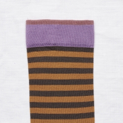 socks - bonne maison -  Stripe - Umber - women - men - mixed