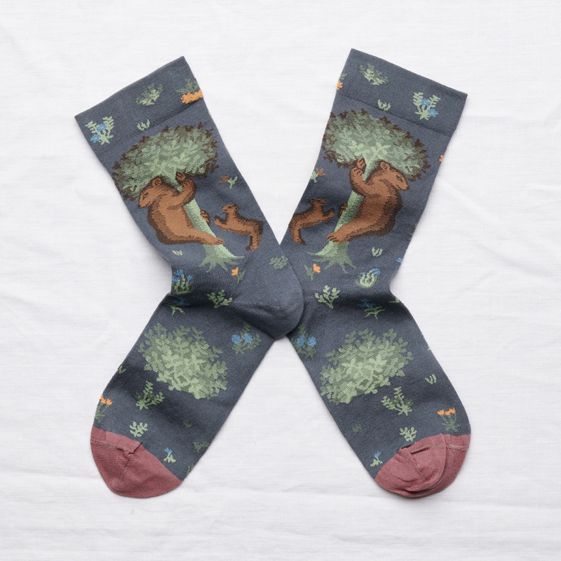 socks - bonne maison -  Bear - Steel - women - men - mixed