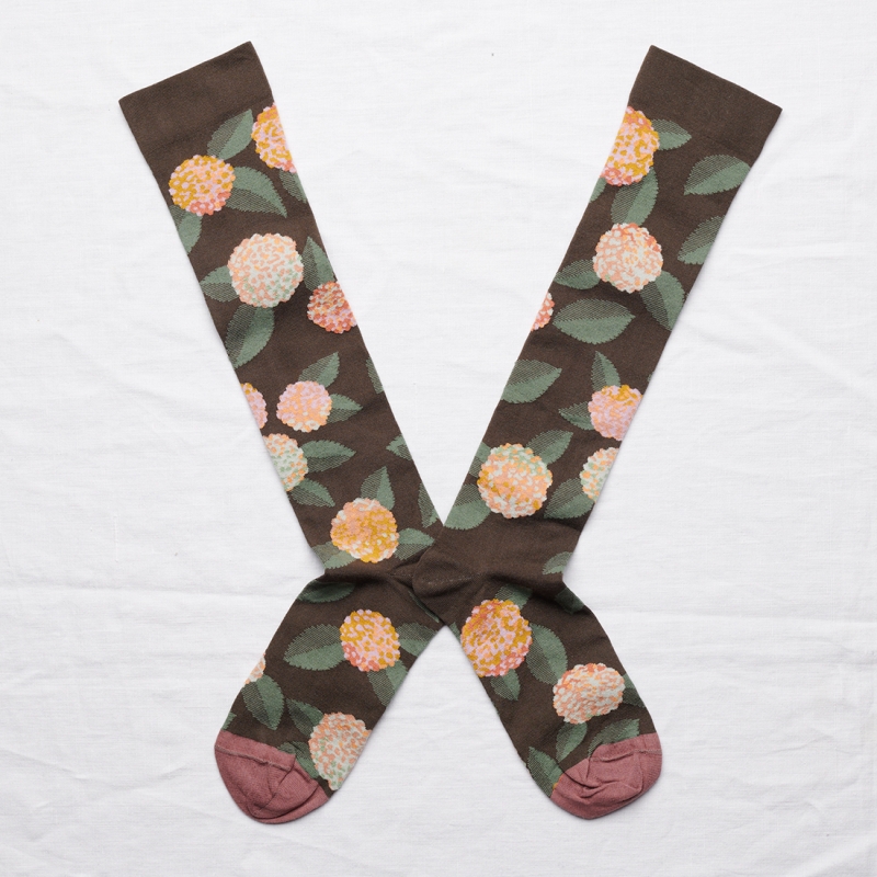 socks - bonne maison -  Hydrangea - Umber - women - men - mixed