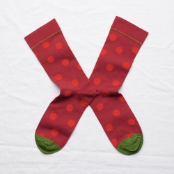 socks - bonne maison -  Polka Dot - Crimson - women - men - mixed