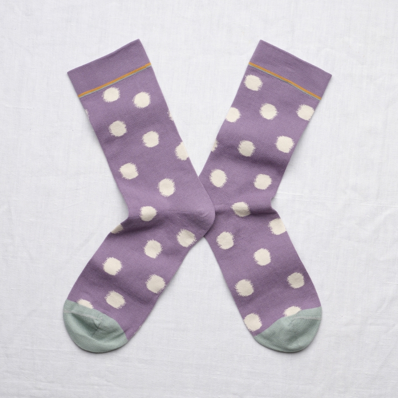 socks - bonne maison -  Polka Dot - Violet - women - men - mixed