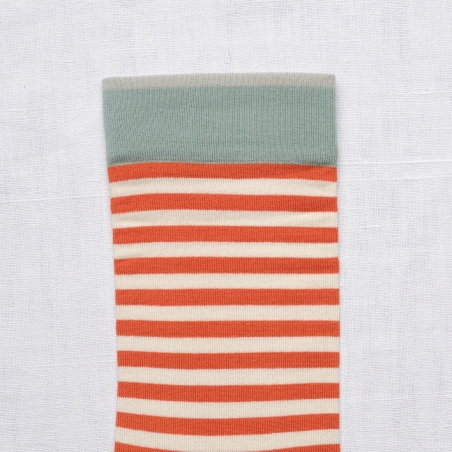 socks - bonne maison -  Orange - Stripe - women - men - mixed