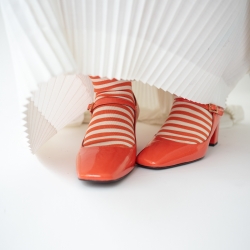 chaussettes - bonne maison -  Rayure - Orange - femme - homme - mixte