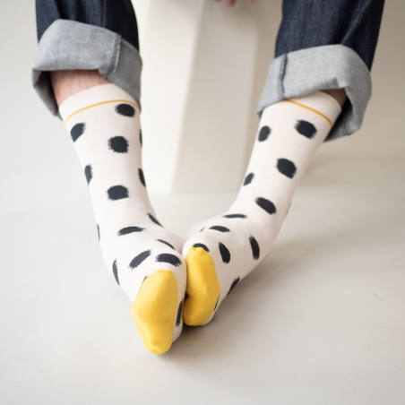 chaussettes - bonne maison -  Pois - Naturel - femme - homme - mixte