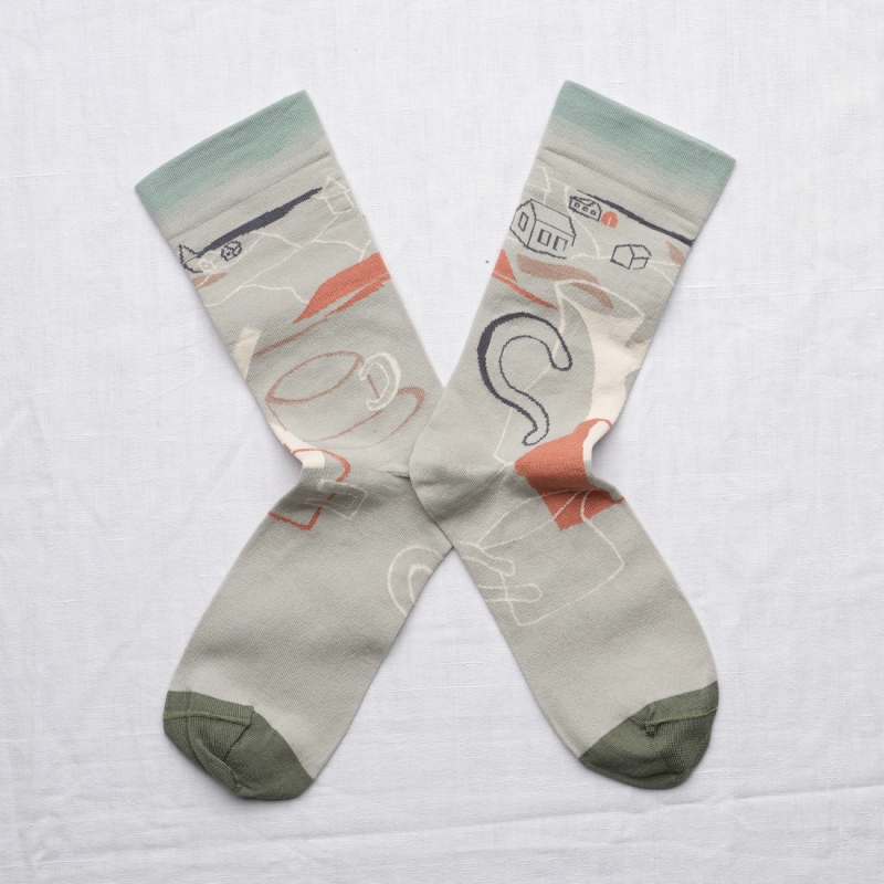 socks - bonne maison -  Landslide - Celadon - women - men - mixed