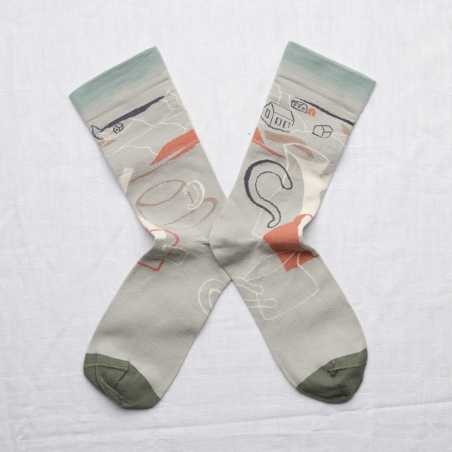 socks - bonne maison - Landslide - Celadon - women - men - mixed socks - bonne maison - Landslide - Celadon - women - men - mixed