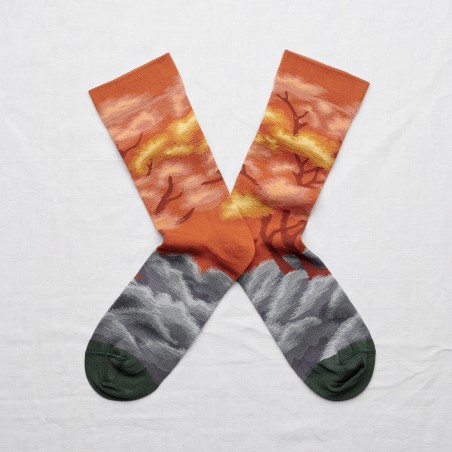 chaussettes - bonne maison - Arbre - Orange - femme - homme - mixte chaussettes - bonne maison - Arbre - Orange - femme - homme - mixte