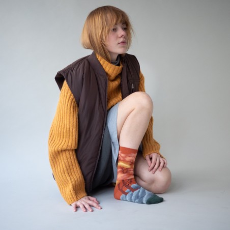 chaussettes - bonne maison - Arbre - Orange - femme - homme - mixte chaussettes - bonne maison - Arbre - Orange - femme - homme - mixte