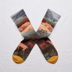 chaussettes - bonne maison -  Paysage - Marron - femme - homme - mixte