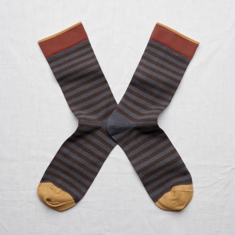chaussettes - bonne maison -  Rayure - Bleu - femme - homme - mixte