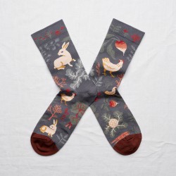 socks - bonne maison -  Hen - Blue - women - men - mixed