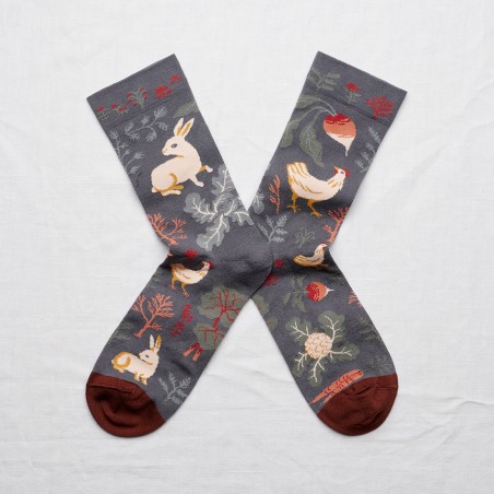 socks - bonne maison - Hen - Blue - women - men - mixed socks - bonne maison - Hen - Blue - women - men - mixed