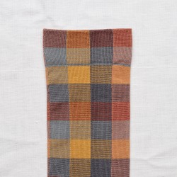 socks - bonne maison -  Checks - Brown - women - men - mixed
