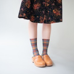 socks - bonne maison -  Checks - Brown - women - men - mixed