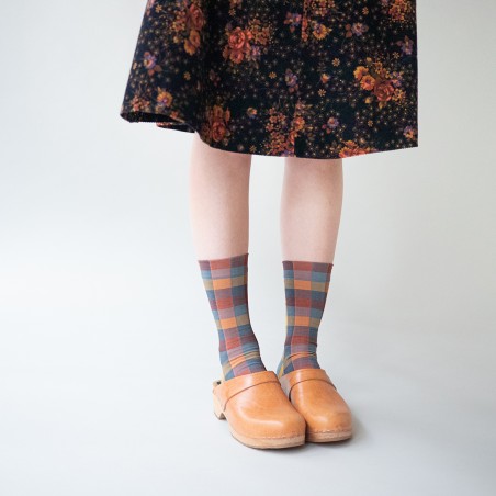 socks - bonne maison - Checks - Brown - women - men - mixed socks - bonne maison - Checks - Brown - women - men - mixed