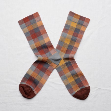 socks - bonne maison - Checks - Brown - women - men - mixed socks - bonne maison - Checks - Brown - women - men - mixed