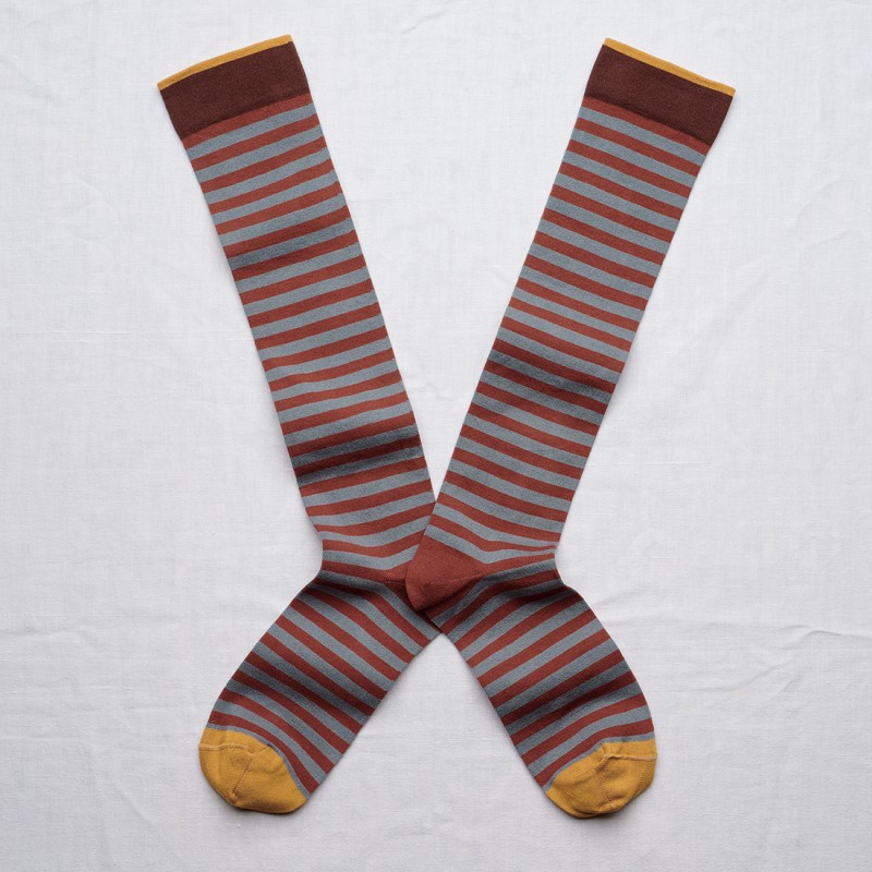 socks - bonne maison -  Stripe - Brown - women - men - mixed