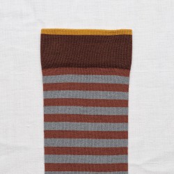 chaussettes - bonne maison -  Rayure - Marron - femme - homme - mixte