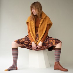 chaussettes - bonne maison -  Rayure - Marron - femme - homme - mixte