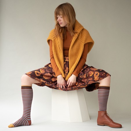 chaussettes - bonne maison - Rayure - Marron - femme - homme - mixte chaussettes - bonne maison - Rayure - Marron - femme - homme - mixte