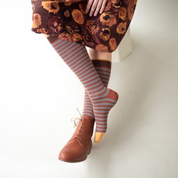 chaussettes - bonne maison -  Rayure - Marron - femme - homme - mixte