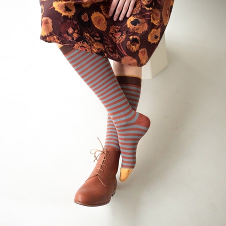 chaussettes - bonne maison - Rayure - Marron - femme - homme - mixte chaussettes - bonne maison - Rayure - Marron - femme - homme - mixte