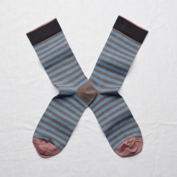 chaussettes - bonne maison -  Rayure - Gris - femme - homme - mixte