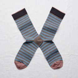 socks - bonne maison -  Stripe - Grey - women - men - mixed