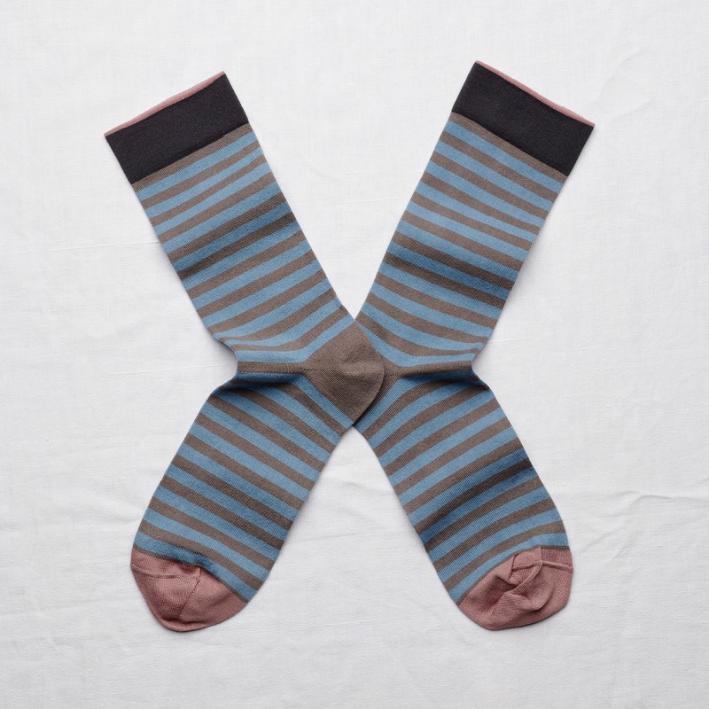 chaussettes - bonne maison -  Rayure - Gris - femme - homme - mixte