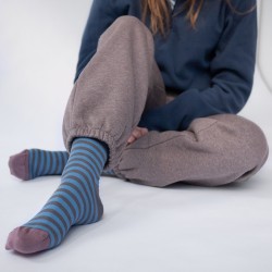 socks - bonne maison -  Stripe - Grey - women - men - mixed