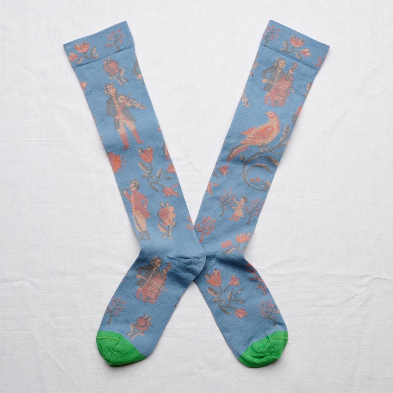 socks - bonne maison -  Birds - Blue - women - men - mixed