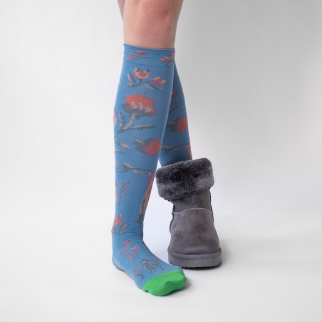 chaussettes - bonne maison -  Oiseaux - Bleu - femme - homme - mixte