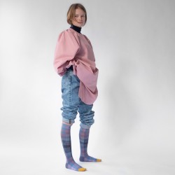 socks - bonne maison -  Checks - Violet - women - men - mixed