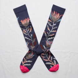 chaussettes - bonne maison -  Fleur - Bleu - femme - homme - mixte