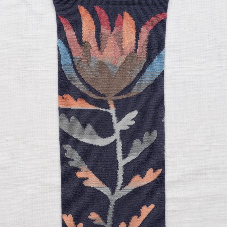 socks - bonne maison -  Flower - Blue - women - men - mixed